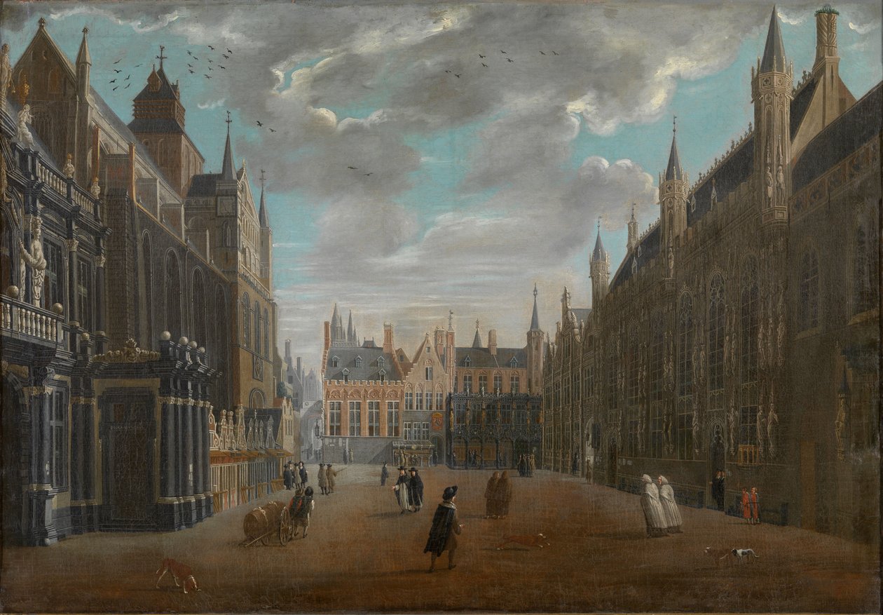 Praça Burg em Bruges, 1696. de Jan Baptist van Meunincxhove