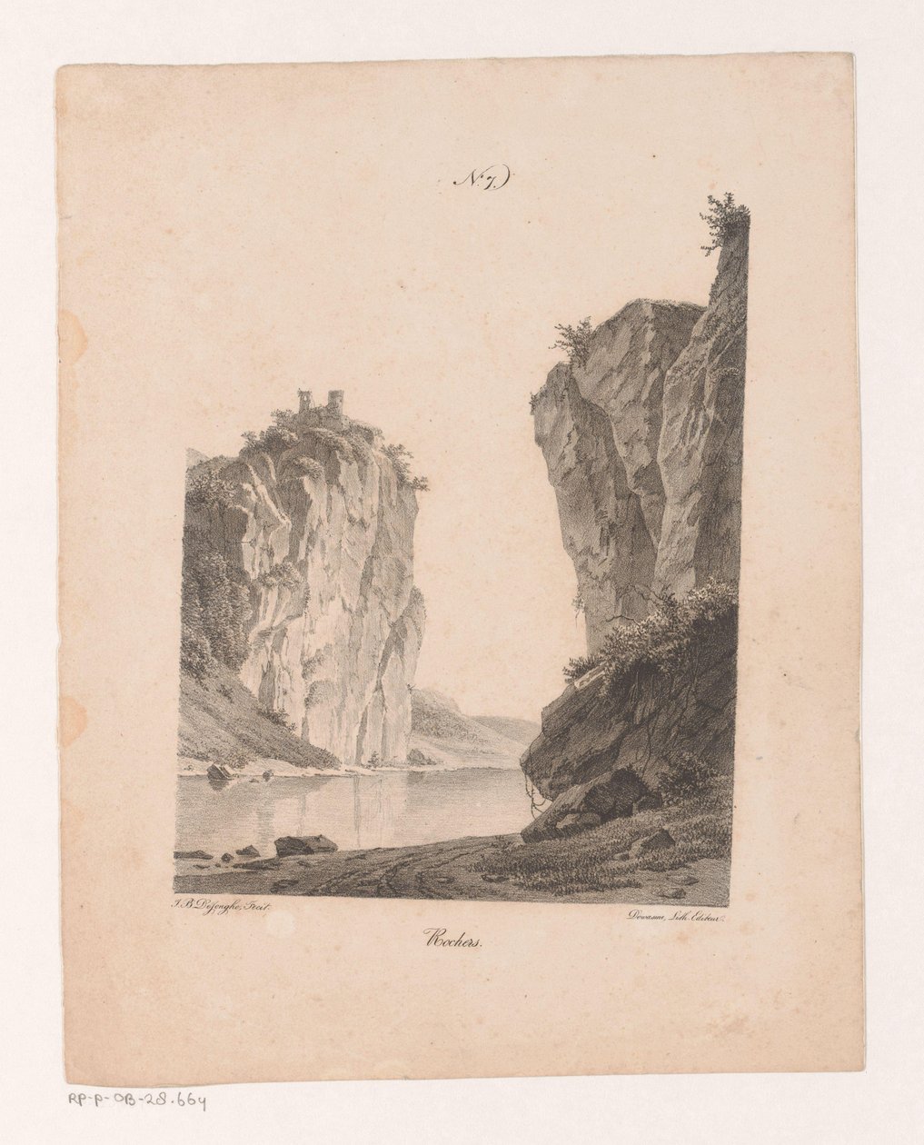 Rotsen langs het water
Rochas (título sobre o objecto)
Princípios de paisagens tiradas da natureza e executadas em pedra (título da série) de Jan Baptiste de Jonghe