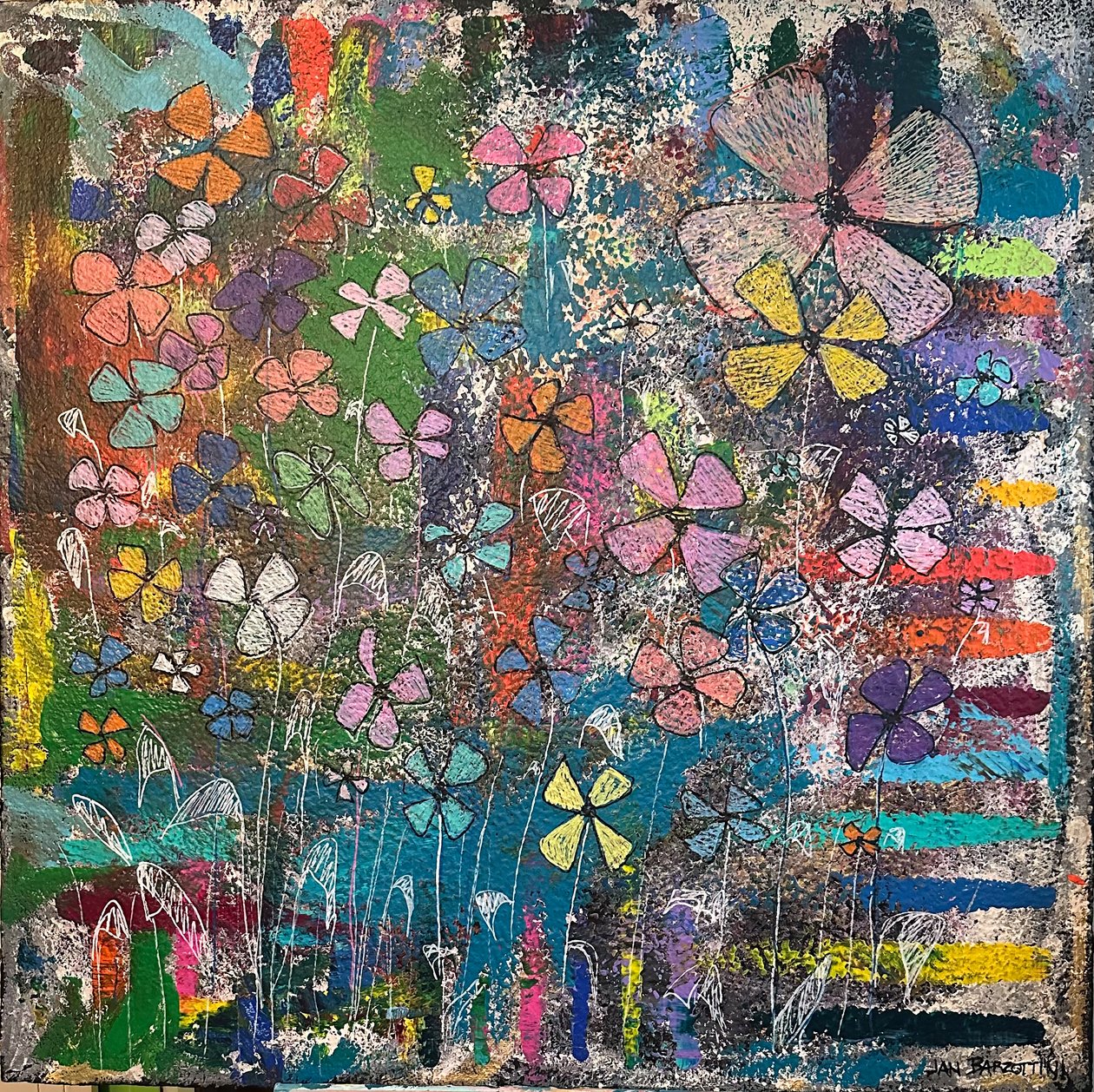 Lost in the Garden, 2020 (acrílico sobre papel feito à mão) de Jan Barzottini