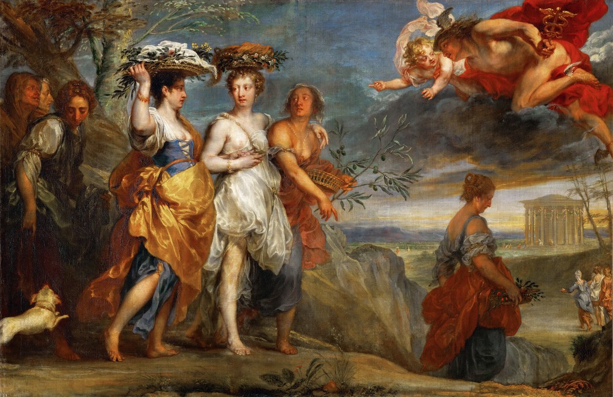 Mercure rencontre Herse - Mercúrio encontra Herse - Jan Boeckhorst (1604-1668). Óleo sobre tela de Jan Boeckhorst