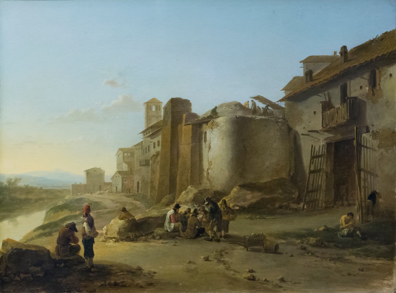 Vista do rio Tibre, perto da ripa bianca 1641 (óleo sobre carvalho) de Jan Both