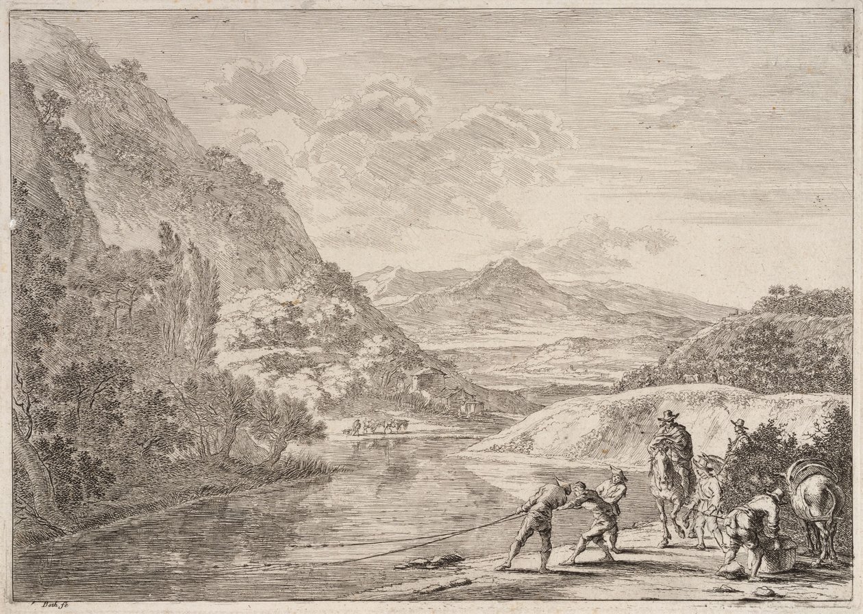 Pescadores junto ao rio Tibre, da série Vistas de Roma e dos seus arredores de Jan Both