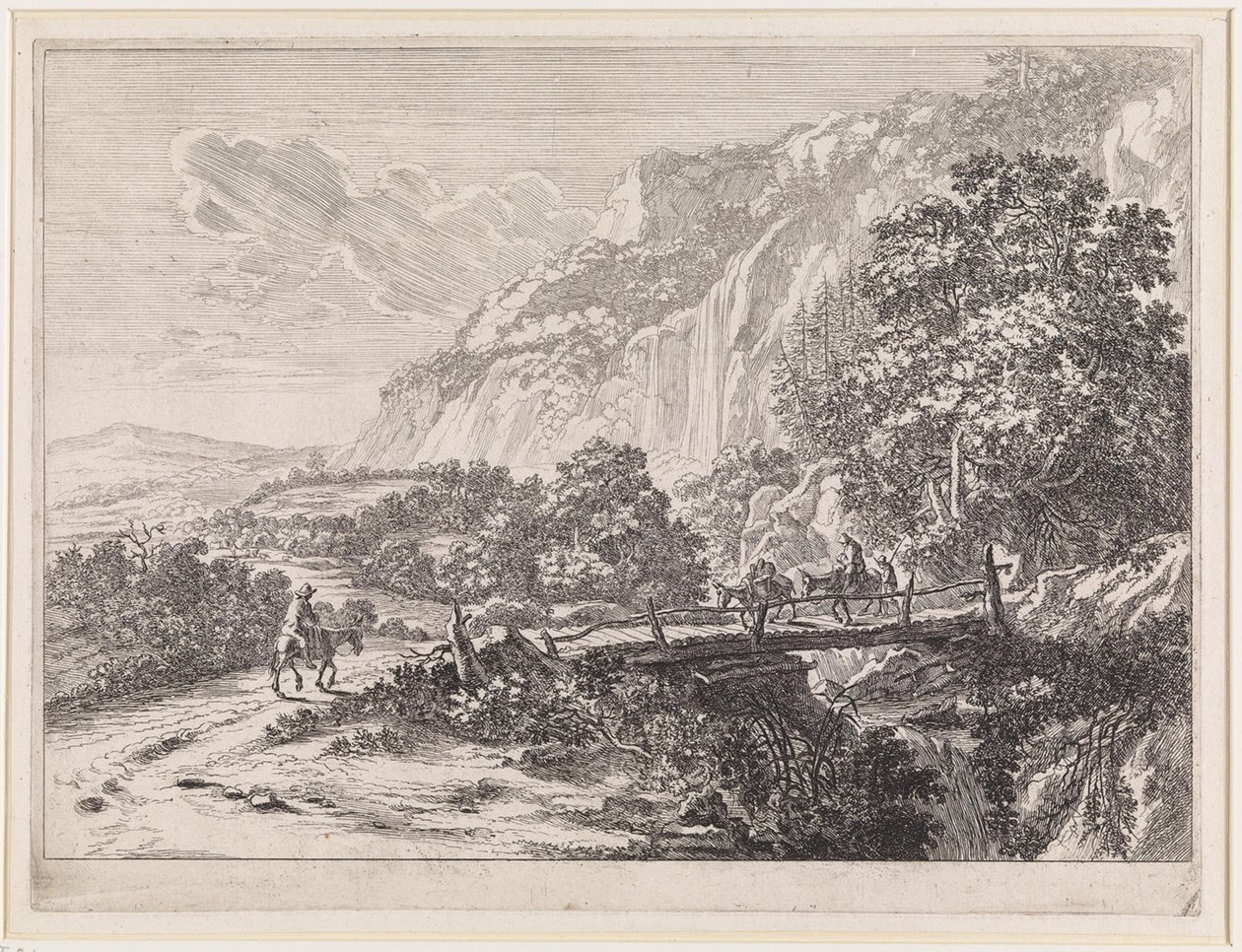 Paisagem com ponte de madeira perto de Sulmona, nas proximidades de Tivoli de Jan Both