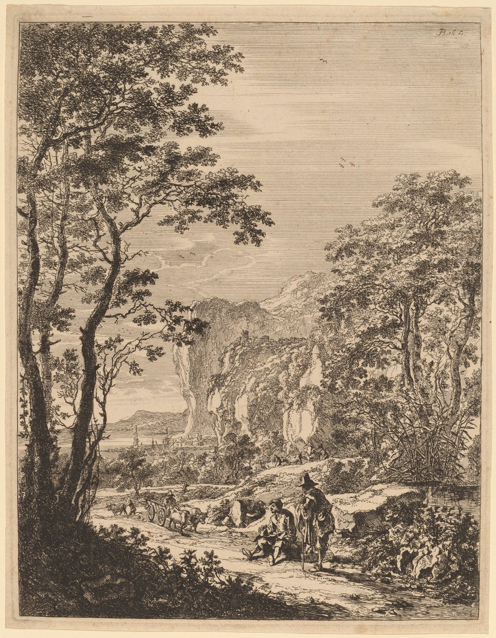 O carro de bois: vista entre Ancona e Sinigaglia de Jan Both