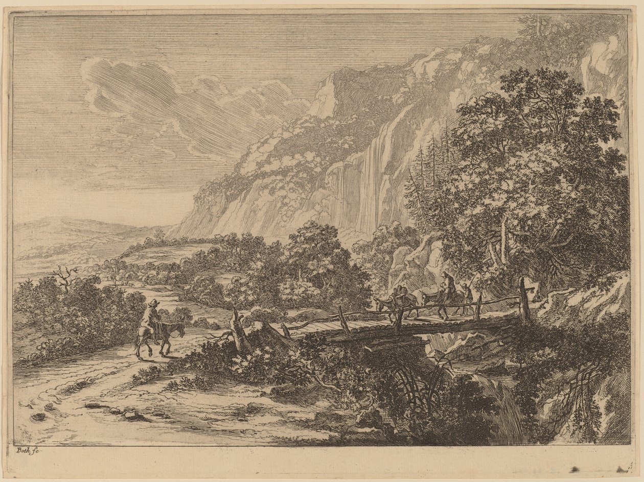 A ponte de madeira em Sulmona perto de Tivoli de Jan Both
