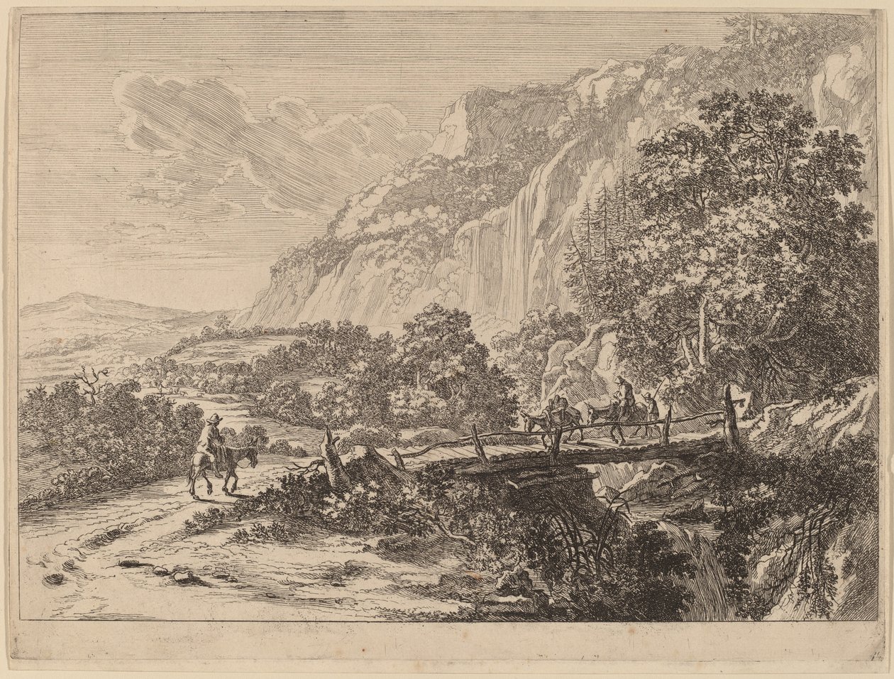 A ponte de madeira em Sulmona, perto de Tivoli de Jan Both