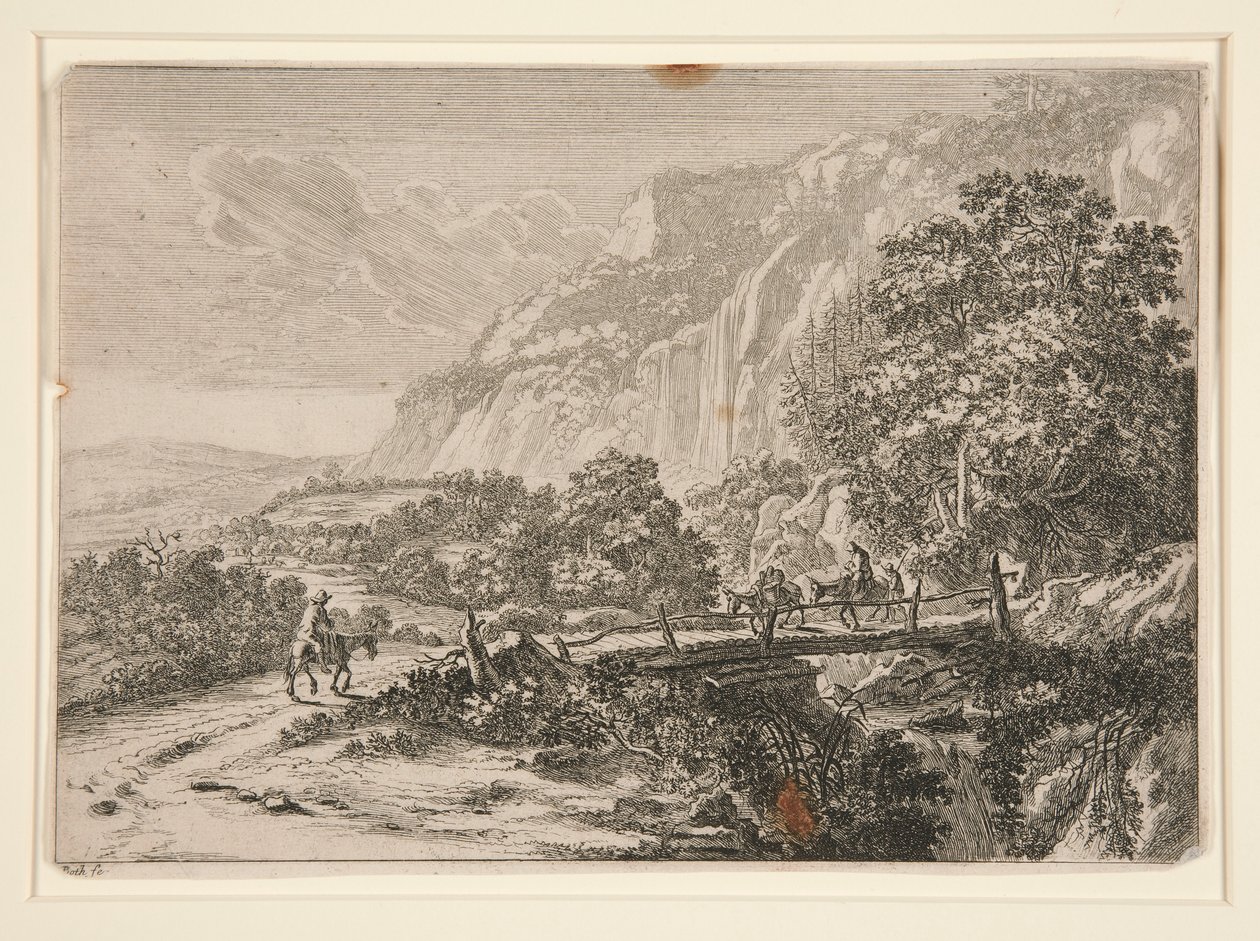 Ponte de madeira. Sulmona perto de Tivoli. de Jan Both