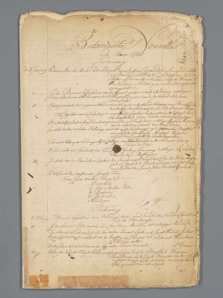 Bataviaasche notícias 1785 de Jan Brandes