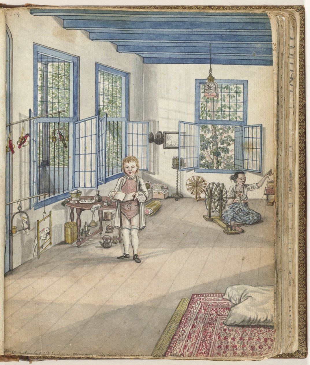 Brandes "filho Johnny e o escravo Flora girando, 1784 de Jan Brandes