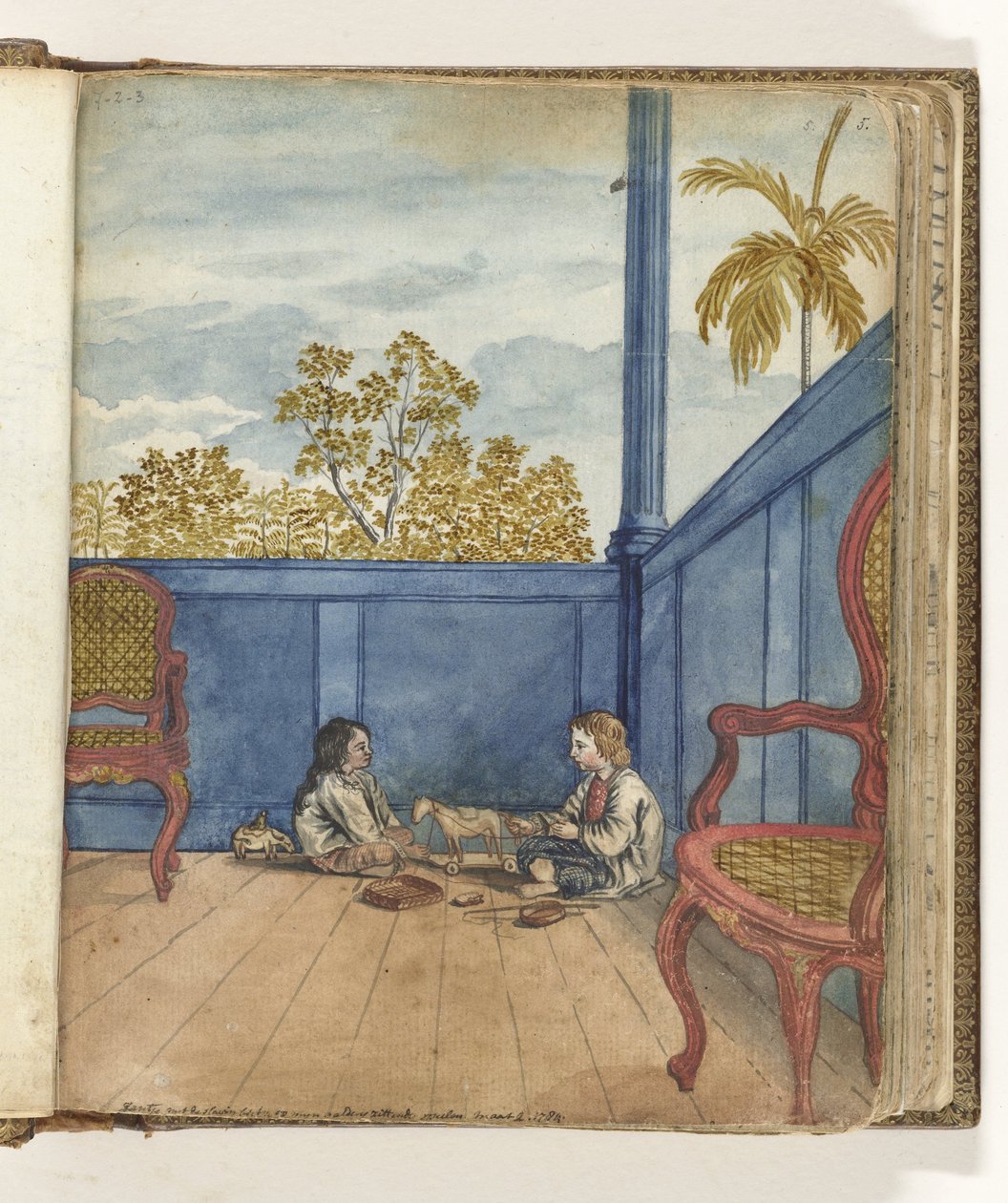Galeria com o filho Jantje e Bietja, uma rapariga escravizada de Jan Brandes