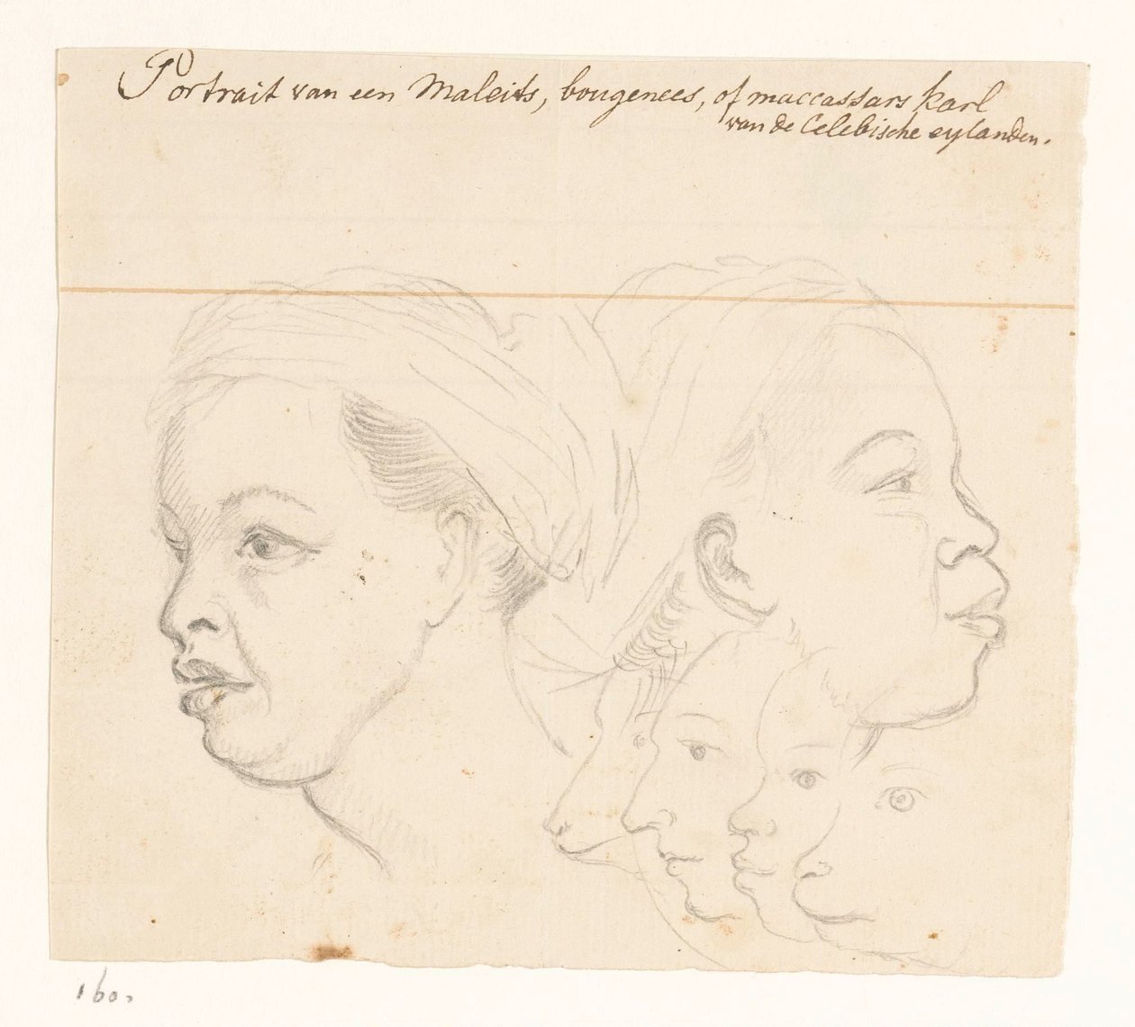 Retrato de um Buginese Retrato de um malaio, Bougeen ou Maccassars karl do Celebische eylanden. (título no objeto) de Jan Brandes
