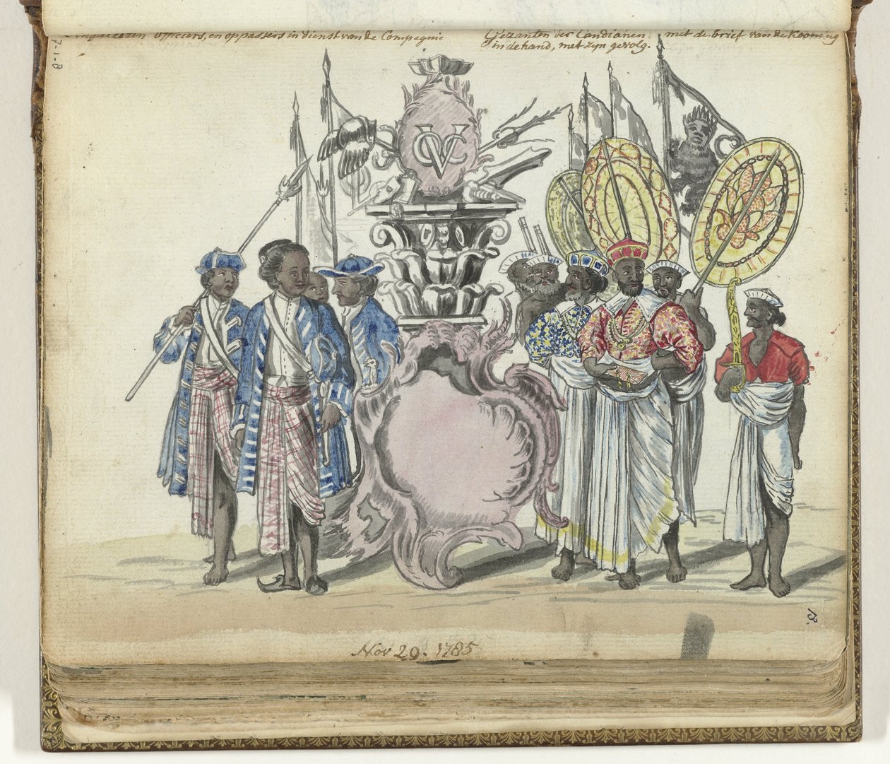 Soldados cingaleses a serviço do VOC e enviados do rei de Kandy de Jan Brandes