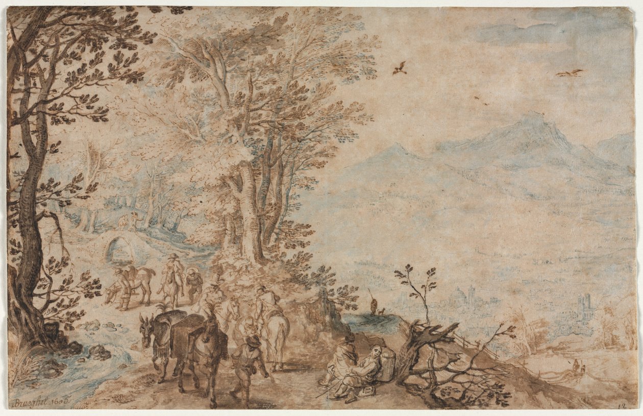 Paisagem com viajantes de Jan Brueghel