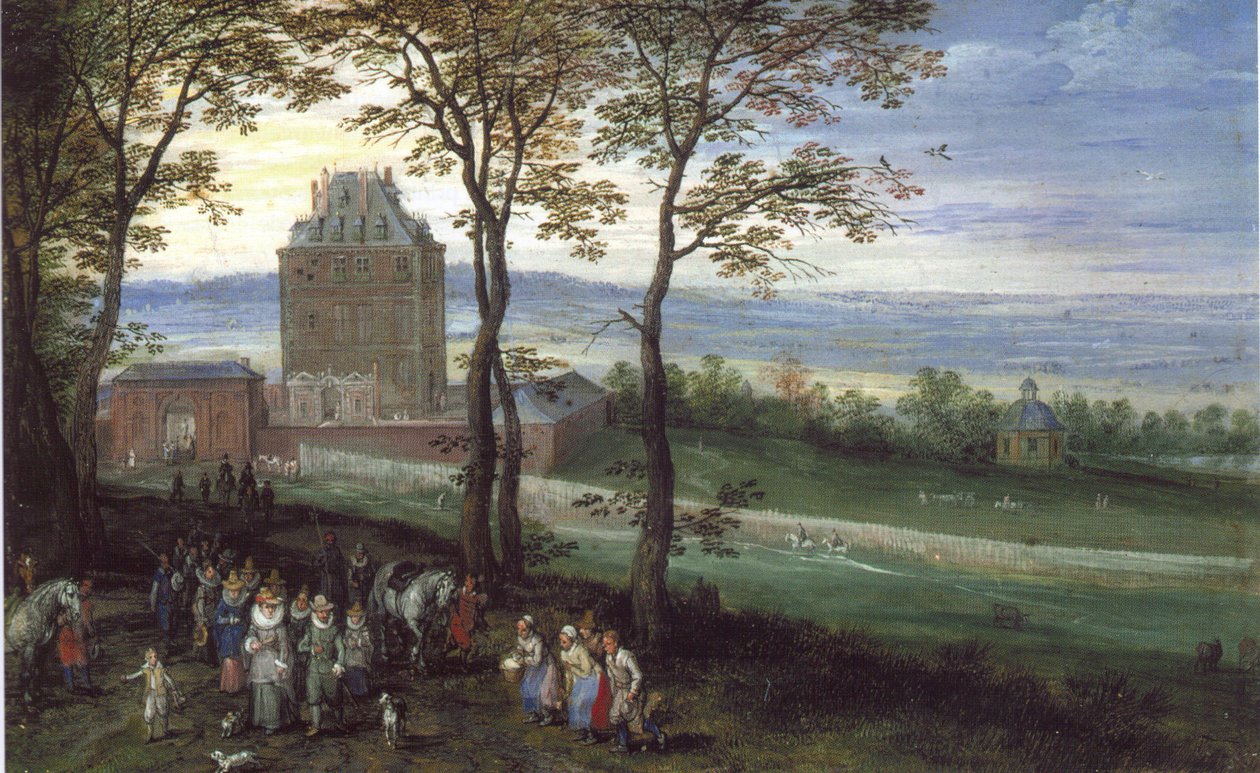 Arquiduque Albrecht e Isabella antes do Castelo Mariemont de Jan Brueghel the Elder