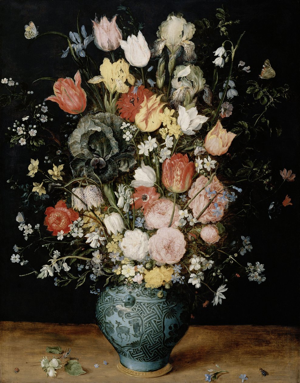 Flores em vaso azul, cerca de 1608. de Jan Brueghel the Elder