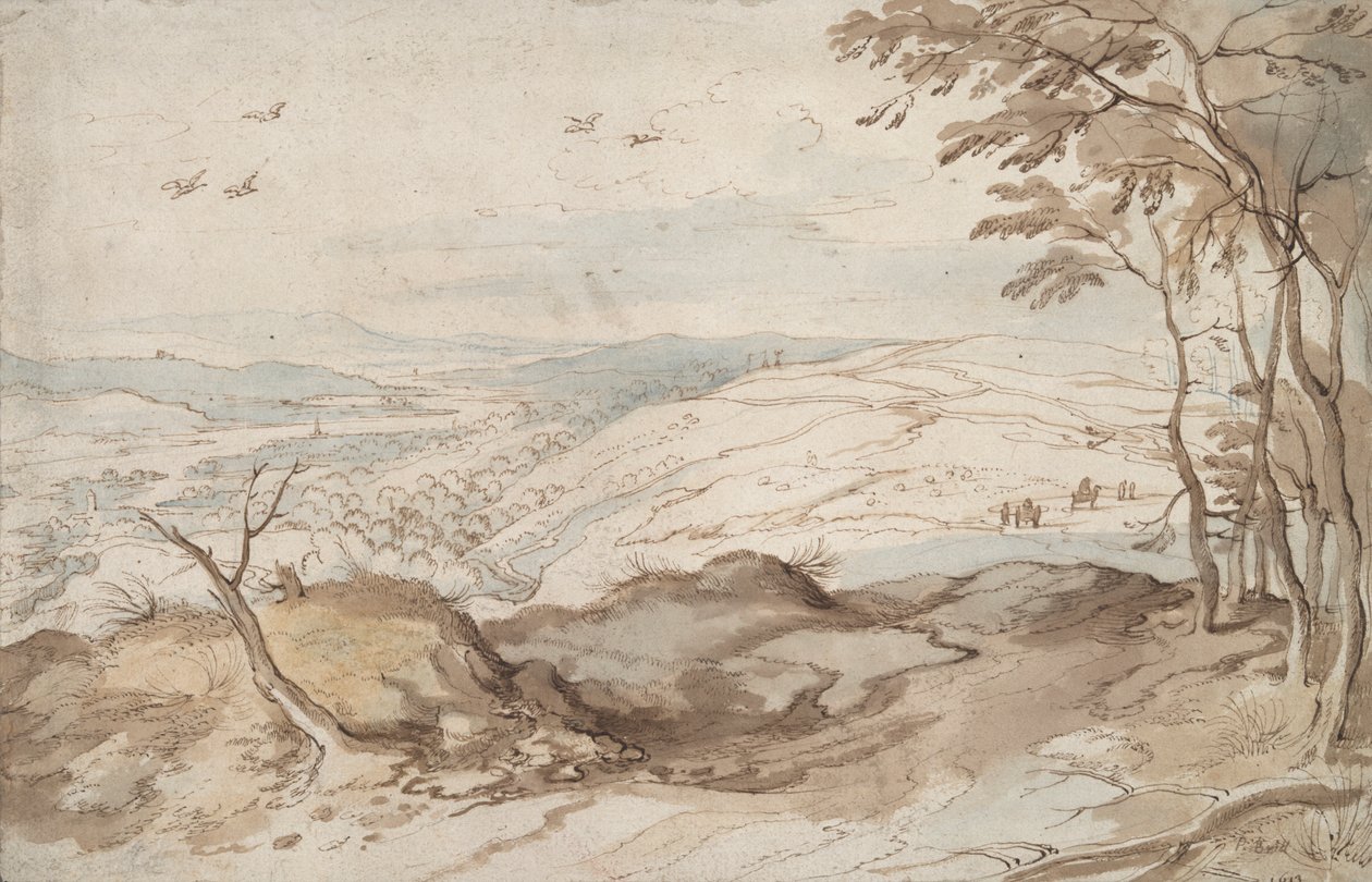 Paisagem montanhosa com vista sobre um vale de Jan Brueghel the Elder