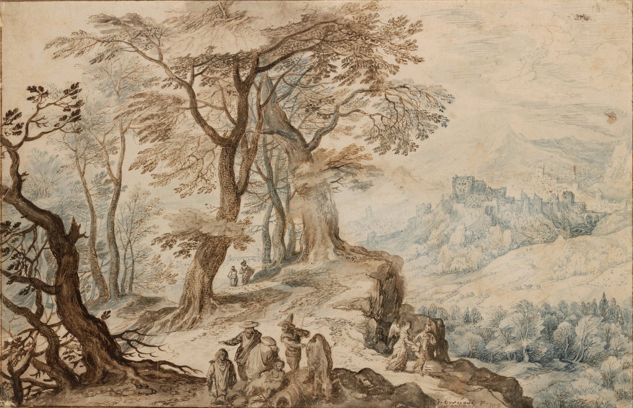 Paisagem com Tobias e o anjo de Jan Brueghel the Younger