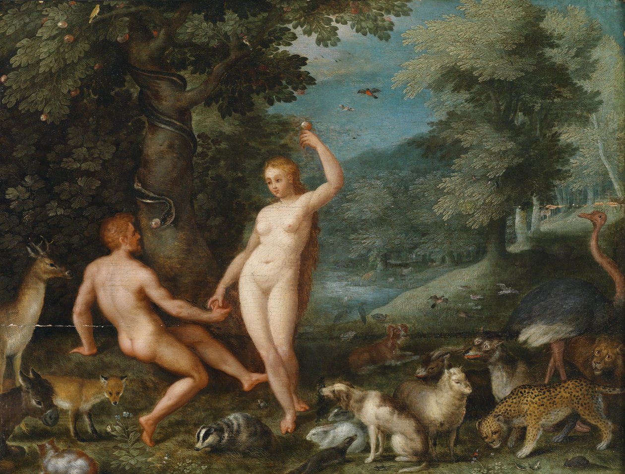 Paisagem do paraíso com Eva tentadora Adam de Jan Brueghel the Younger