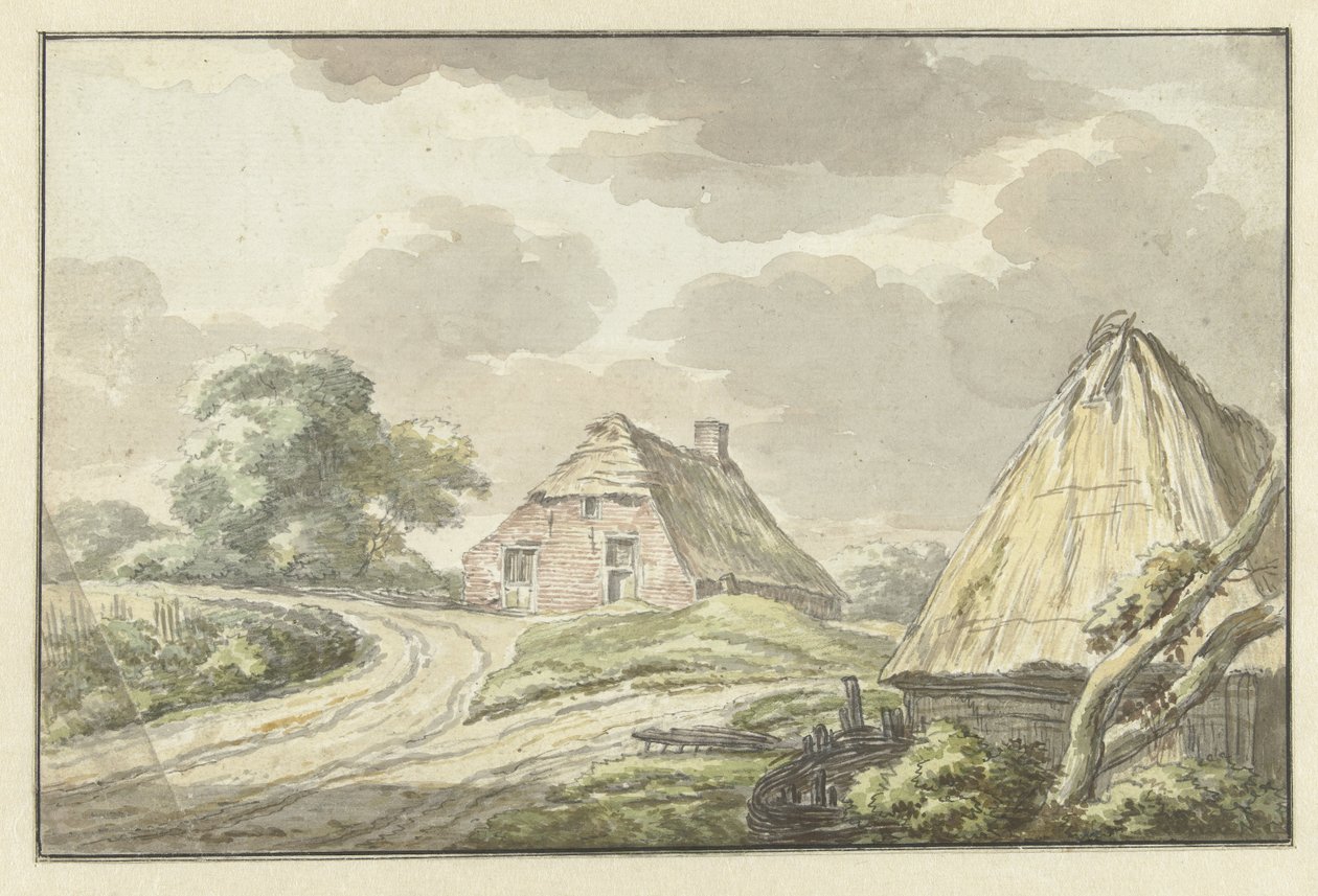 Casa agrícola no cruzamento de uma estrada de campo de Jan Bulthuis