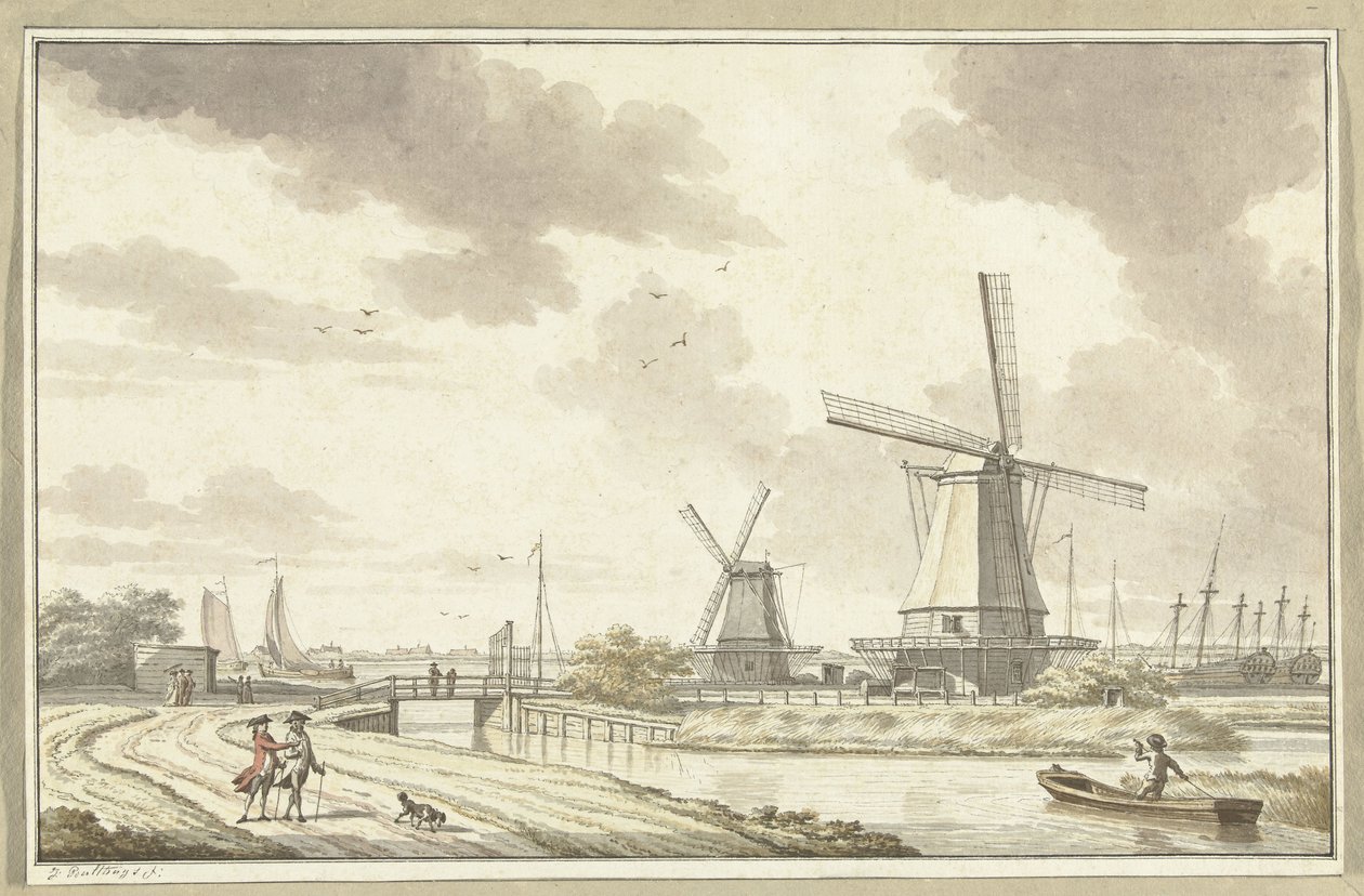 Vista em Zandhoek, nos arredores de Haarlemmerpoort, Amesterdão de Jan Bulthuis