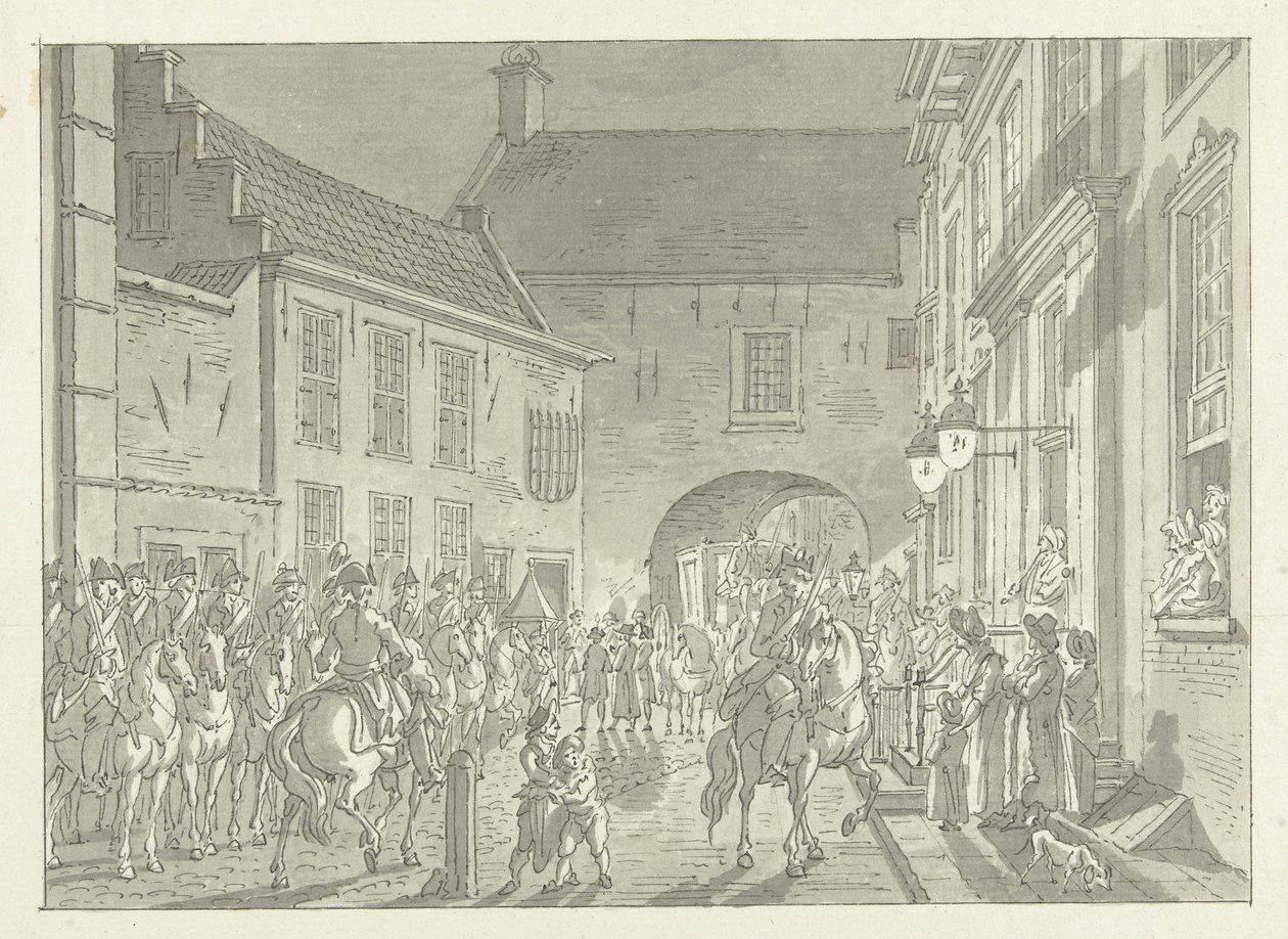 L.P. van de Spiegel levado para o Portão da Prisão, 1795 de Jan Bulthuis