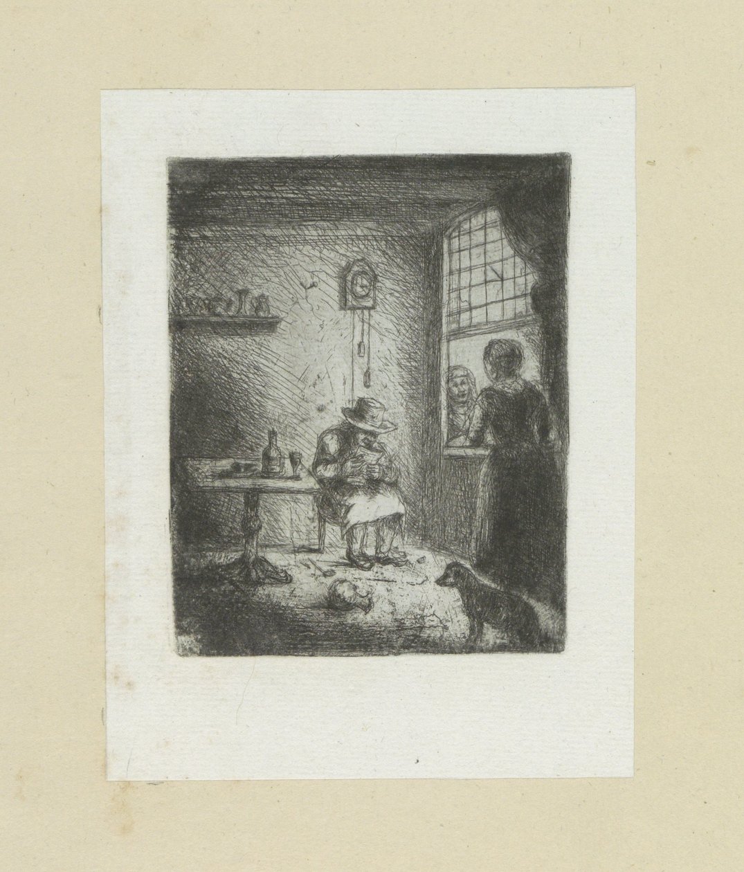 Interior coloca homem lezende The Compleat Work of Etchings por John Chalon / Oeuvre Complette des Eaux Fortes par Jean Chalon (título da série) de Jan Chalon
