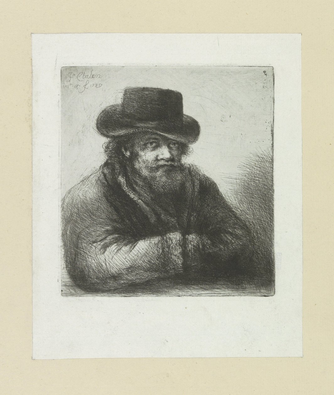Oude man colocou baard na enxada The Compleat Work of Etchings por John Chalon / Oeuvre Complette des Eaux Fortes par Jean Chalon (título da série) de Jan Chalon