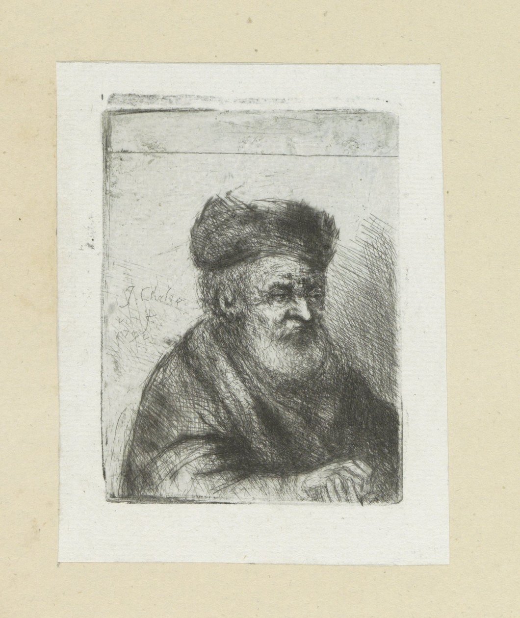 Velho, as suas mãos dobradas
A Obra Completa de Etchings de John Chalon / Oeuvre Complette des Eaux Fortes par Jean Chalon (título da série) de Jan Chalon