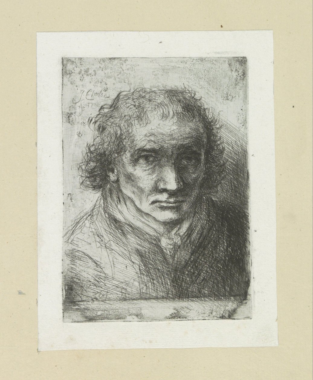 Homem de Volwassen coloca sjaal The Compleat Work of Etchings por John Chalon / Oeuvre Complette des Eaux Fortes par Jean Chalon (título da série) de Jan Chalon