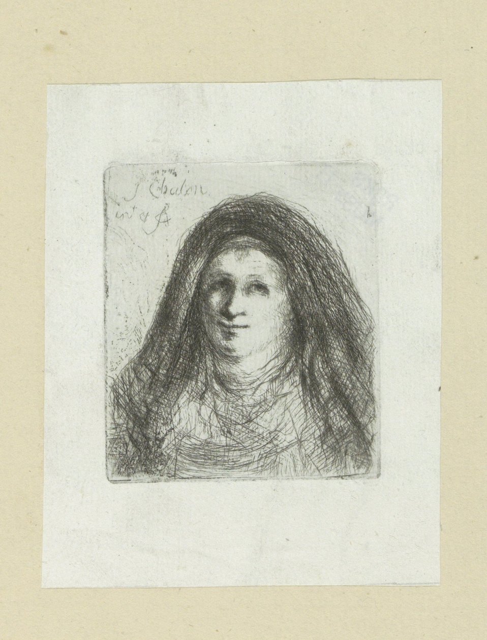 Mulher adulta com véu de cabeça
A Obra Completa de Etchings de John Chalon / Oeuvre Complette des Eaux Fortes par Jean Chalon (título da série) de Jan Chalon