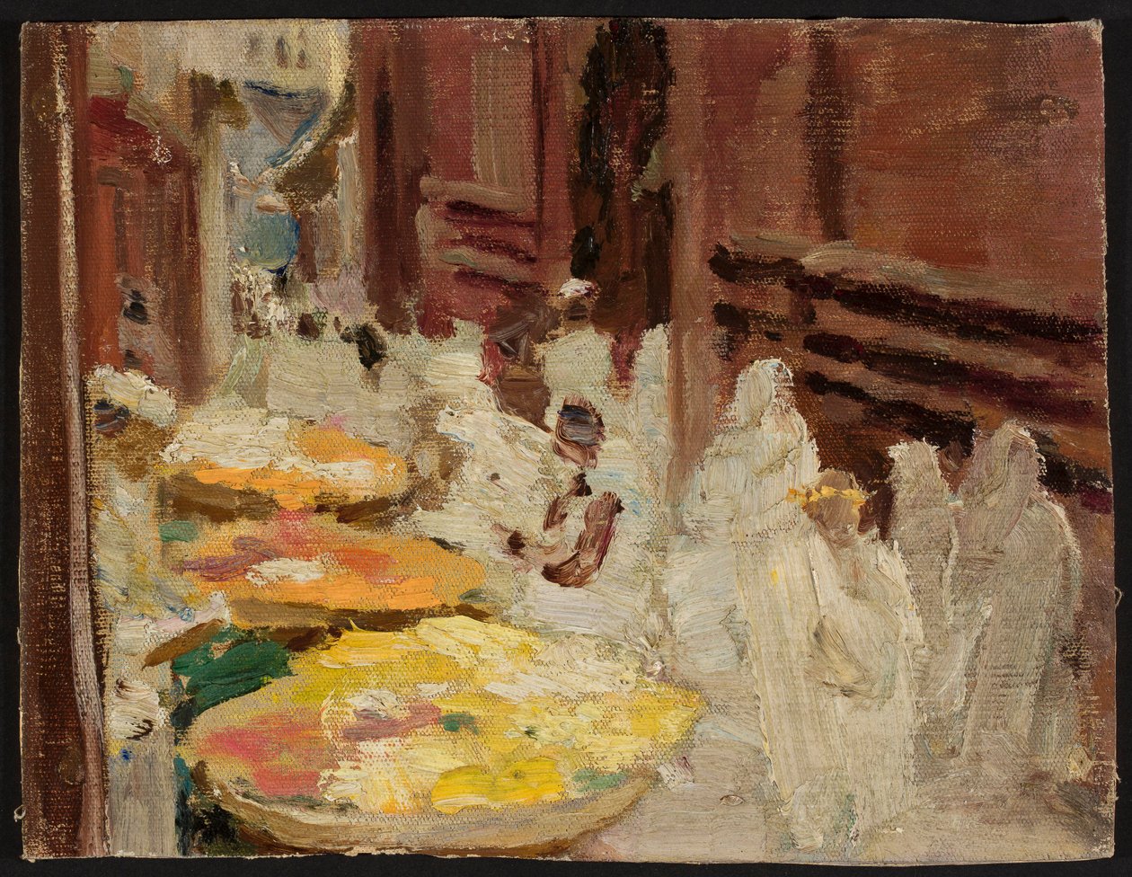 Benares. Mercado de flores para a vaca sagrada. De uma viagem à Índia de Jan Ciągliński