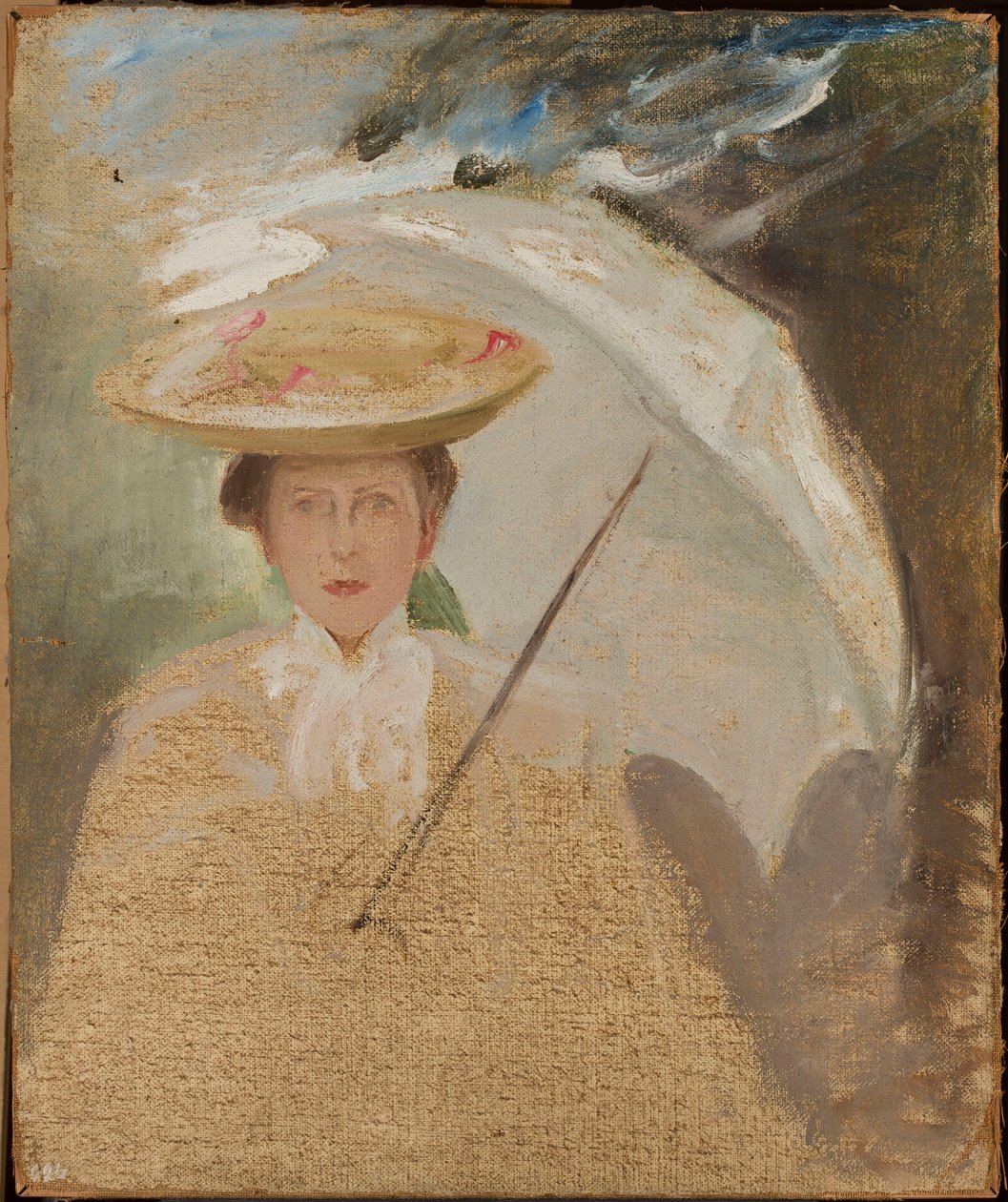 Retrato de uma senhora com sombrinha, esboço de Jan Ciągliński