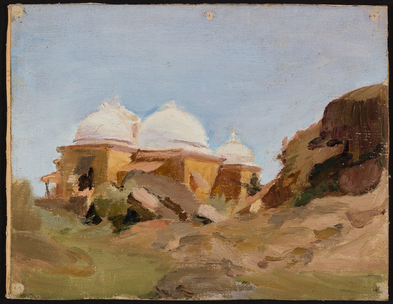 Tempel mit weißen Kuppeln. Von einer Reise nach Indien de Jan Ciągliński