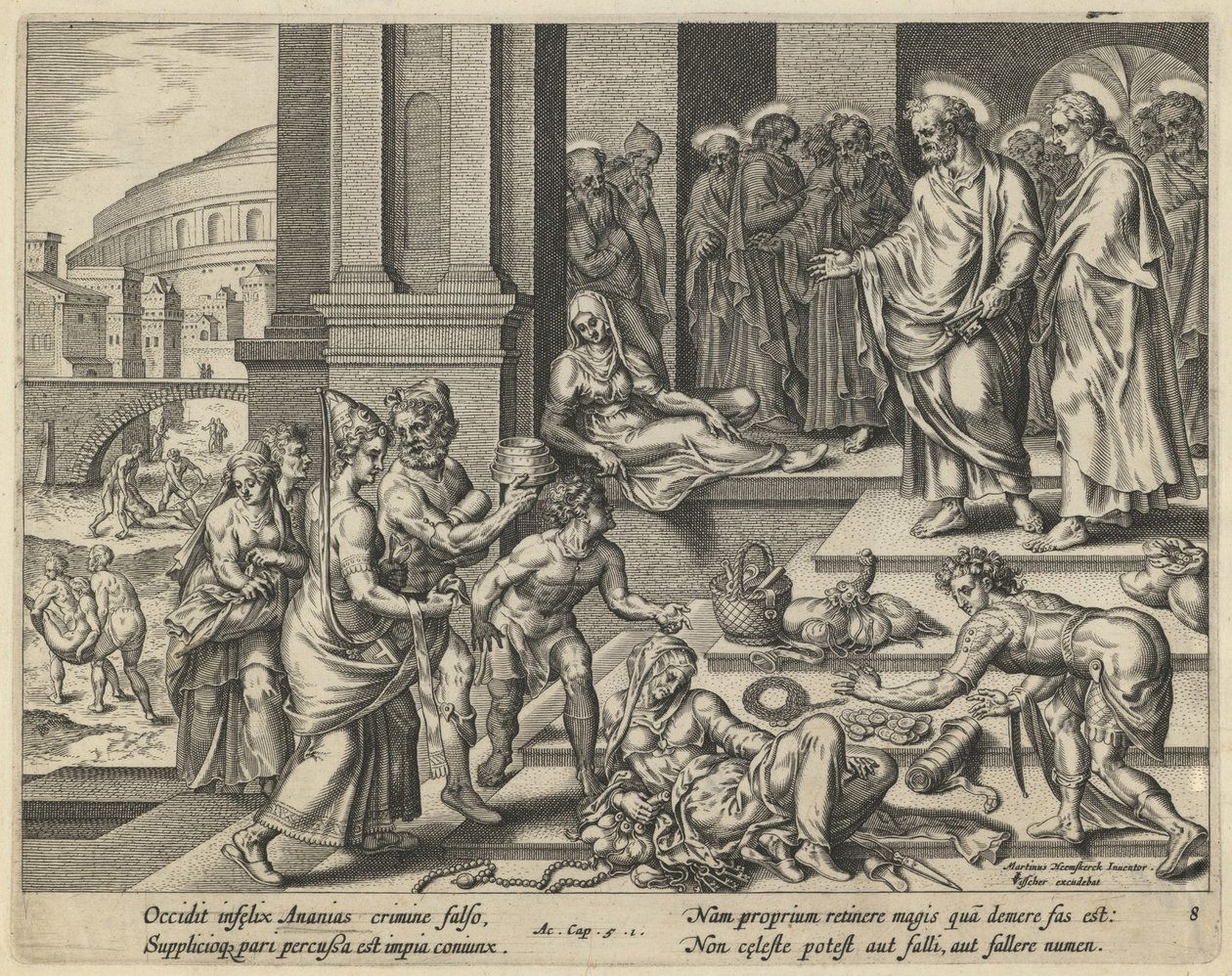 A parábola de Ananias e Safira, início do século XVII. de Jan Claesz Visscher
