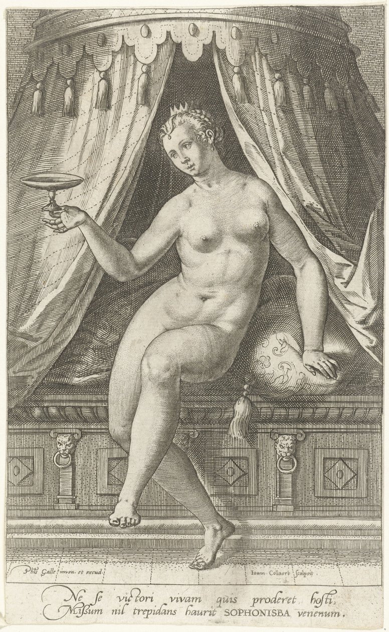 Morte de Sophonisba
Suicídios famosos da antiguidade (título da série) de Jan Collaert (II)