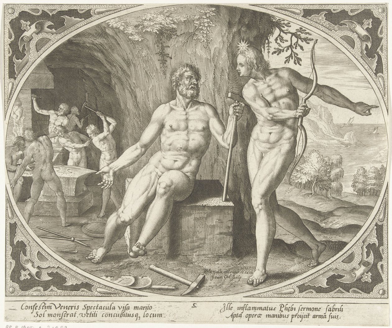 Phoebus informa Vulcano sobre adultério
Vénus e Marte (título da série) de Jan Collaert (II)