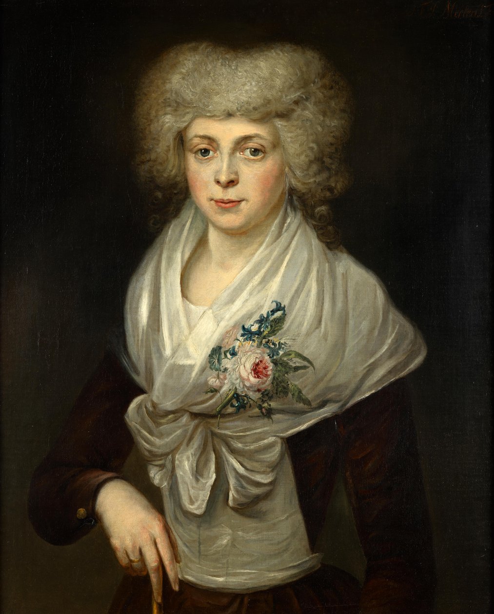 Retrato de uma senhora com flores de Jan Cornelis Mertens