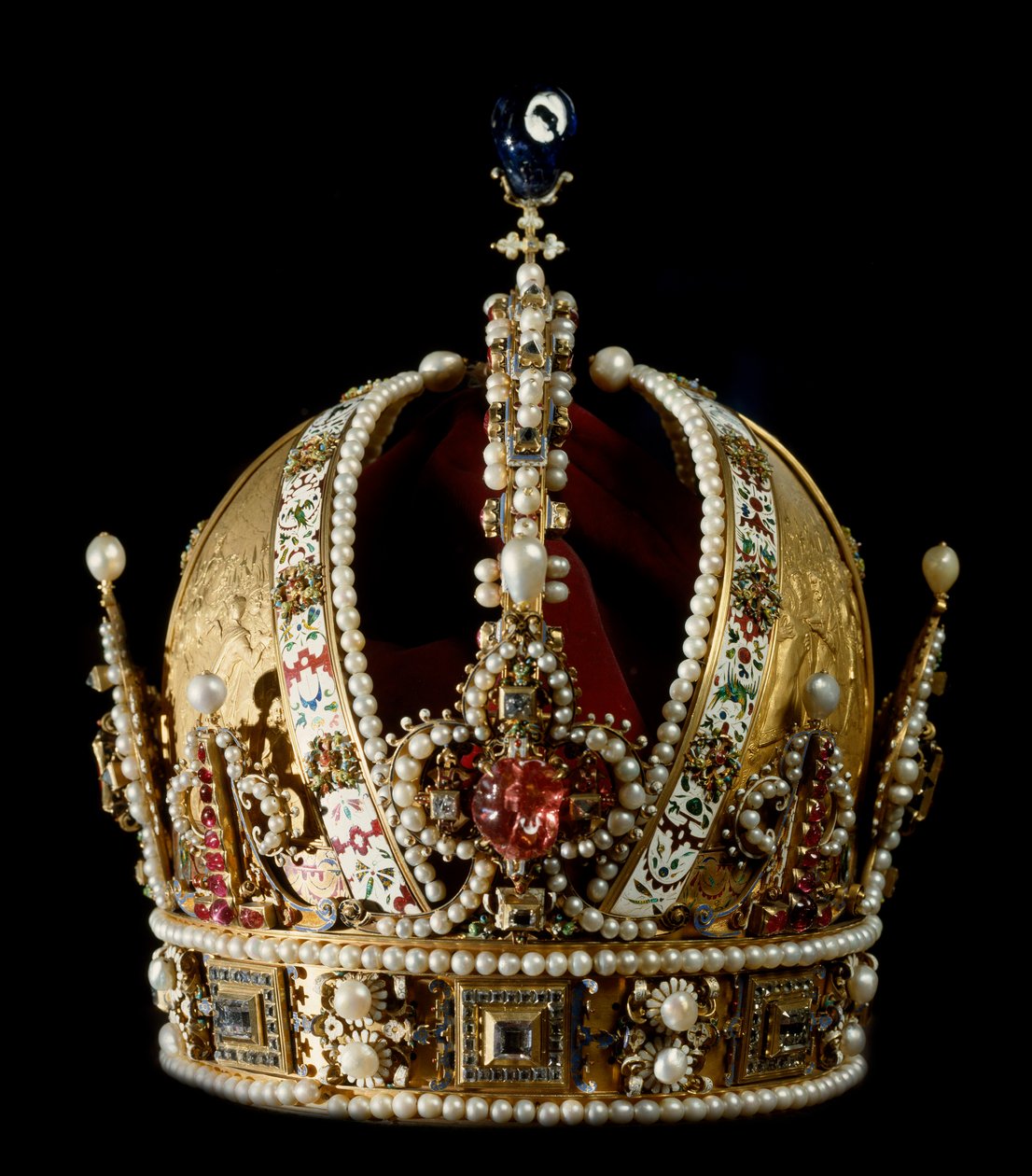 Coroa do Imperador do Santo Império Rodolfo II dos Habsburgos (1552-1612). Atribuído ao ourives Jan Vermeyen (1559-1606) 1602 Vienna Kunsthistorisches Museum - Coroa do Imperador do Sacro Império Romano, Rudolf II de Habsurg (1552-1612). Probabl de Jan Cornelisz Vermeyen