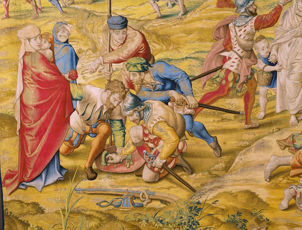 Tapeçaria flamenga. Série A conquista de Tunes: Take of Tunis. O cartunista Jan Cornelisz Vermeyen. Atelier Willem de Pannemaker, Bruxelas. Ca 1545. Detalhe. de Jan Cornelisz Vermeyen