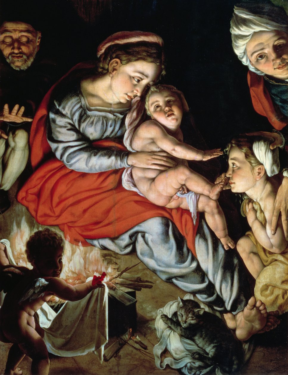 A Sagrada Família ao Redor do Fogo, c.1532-33 (painel) de Jan Cornelisz Vermeyen