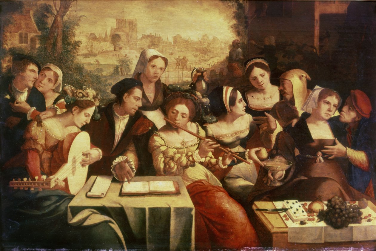O filho pródigo festejando com prostitutas de Jan Cornelisz Vermeyen