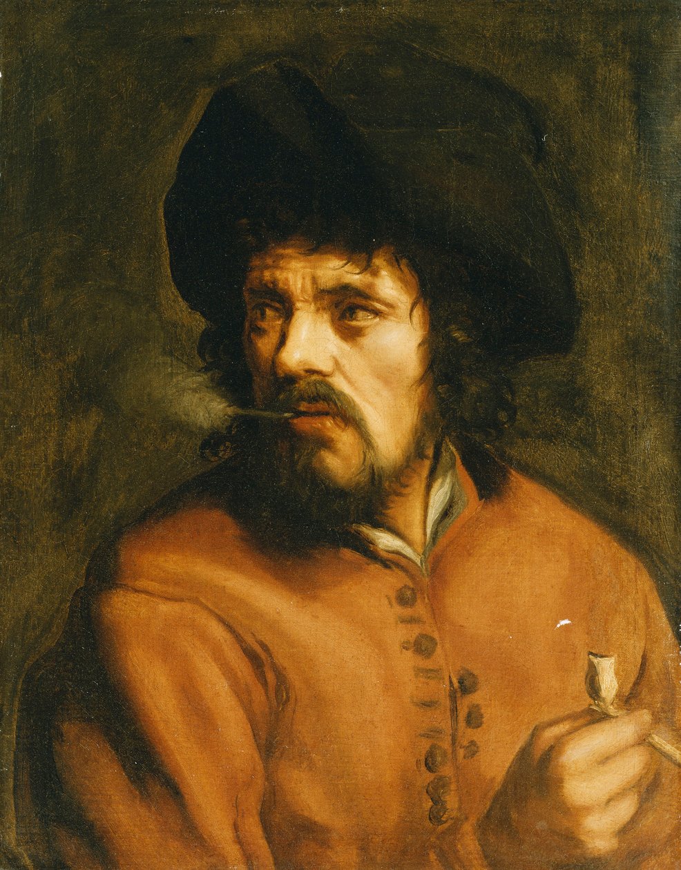Um homem fumando cachimbo de barro, de Jan Cossiers