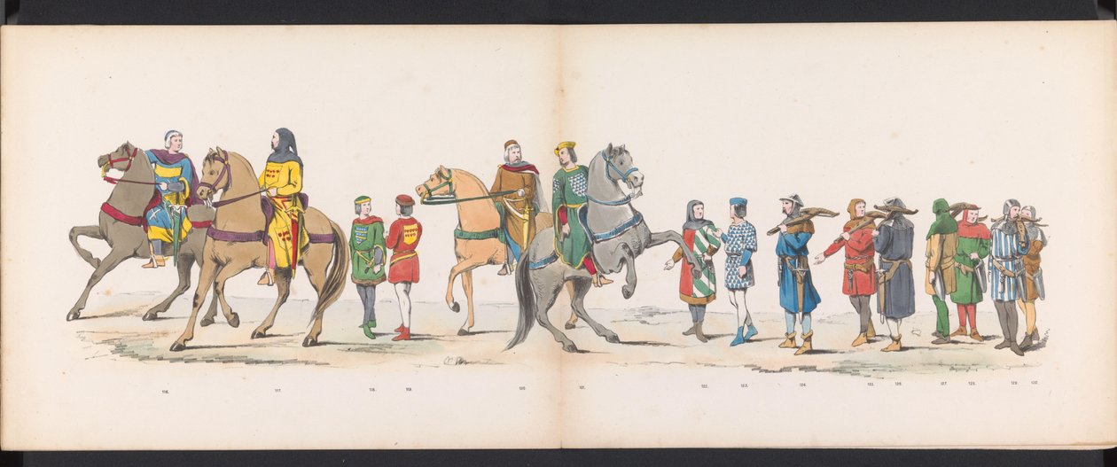 Máscara dos estudantes de Leiden, 1865 (placa 10) Procissão fantasiada realizada pelos membros do corpo estudantil de Leiden em 6 de junho de 1865, em comemoração aos 290 anos da Leidsche Hoogeschool, representando: a entrada dos holandeses b de Jan Daniël Cornelis Carel Willem baron de Constant Rebecque