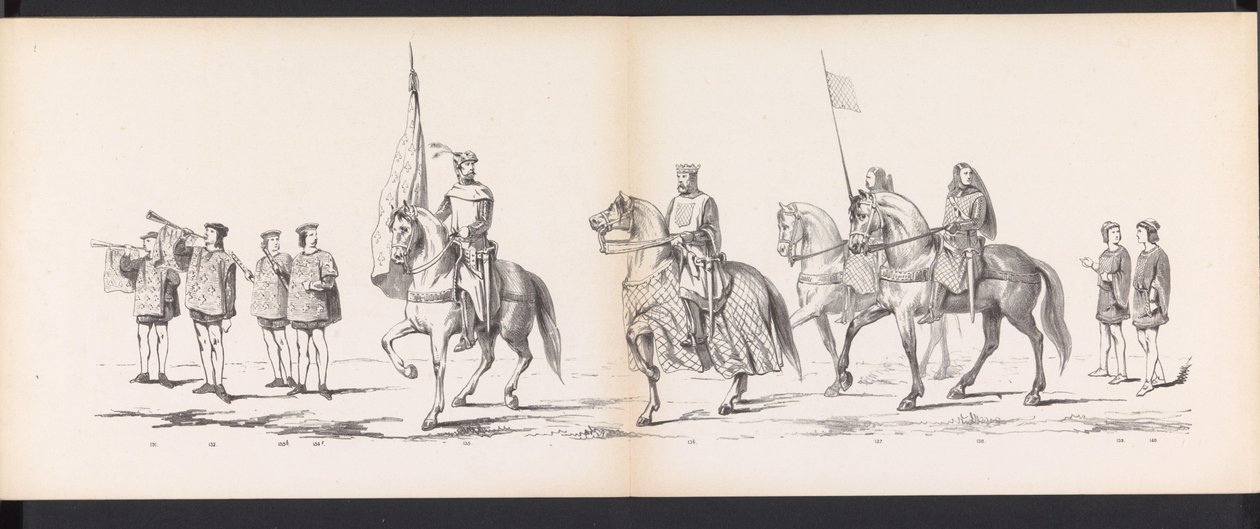 Máscara dos estudantes de Leiden, 1865 (placa 11) Procissão fantasiada realizada pelos membros do corpo estudantil de Leiden em 6 de junho de 1865, em comemoração aos 290 anos da Leidsche Hoogeschool, representando: a entrada dos holandeses b de Jan Daniël Cornelis Carel Willem baron de Constant Rebecque