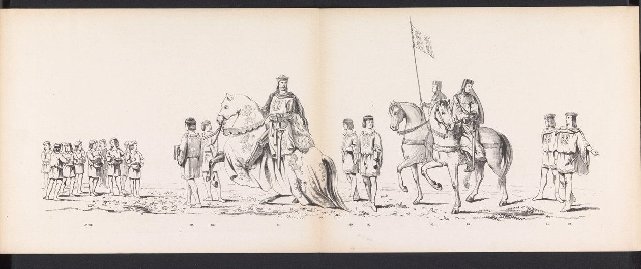 Máscara dos Estudantes de Leiden, 1865 (placa 7) Procissão fantasiada realizada pelos membros do corpo estudantil de Leiden em 6 de junho de 1865, em comemoração aos 290 anos da Leidsche Hoogeschool, retratando: a entrada dos holandeses em de Jan Daniël Cornelis Carel Willem baron de Constant Rebecque