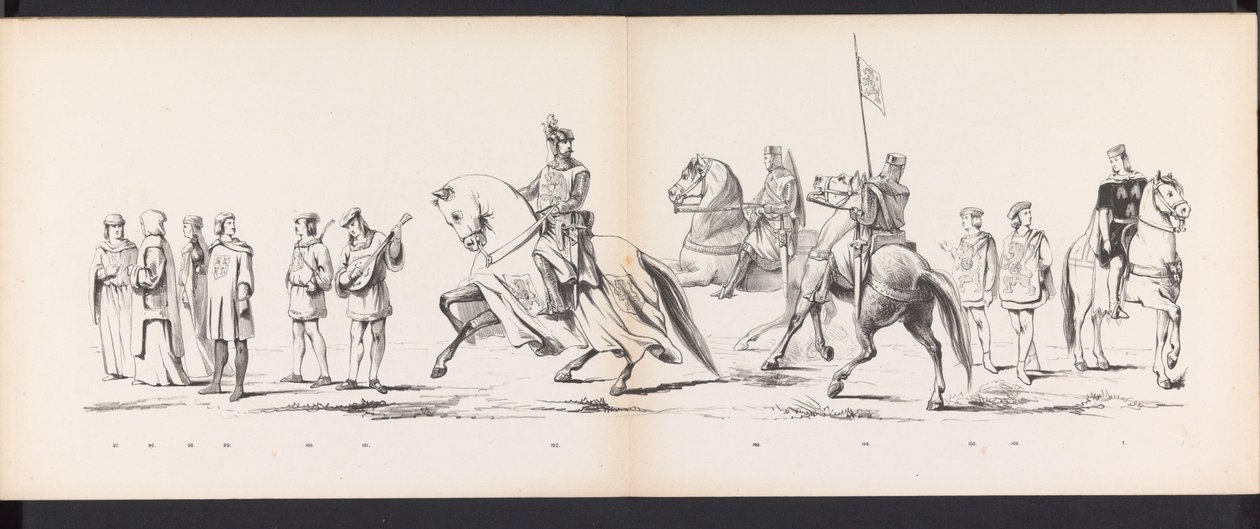 Máscara dos Estudantes de Leiden, 1865 (placa 8) Procissão fantasiada realizada pelos membros do corpo estudantil de Leiden em 6 de junho de 1865, em comemoração aos 290 anos da Leidsche Hoogeschool, retratando: a entrada dos holandeses em de Jan Daniël Cornelis Carel Willem baron de Constant Rebecque