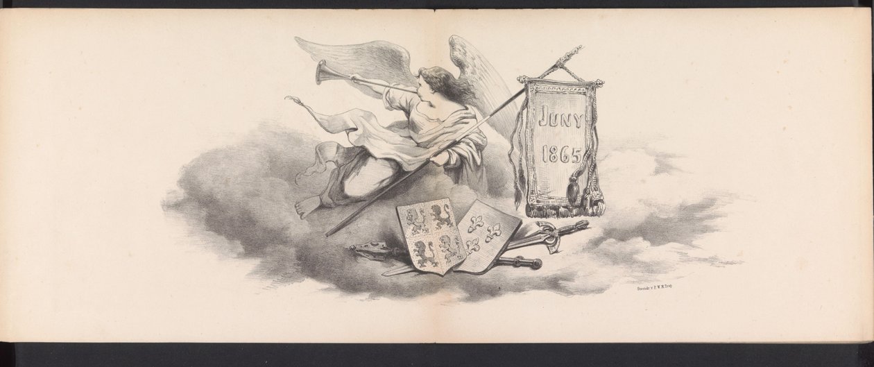 Máscara dos Estudantes de Leiden, 1865 (título) Procissão fantasiada realizada pelos membros do corpo estudantil de Leiden em 6 de junho de 1865, em comemoração aos 290 anos da Leidsche Hoogeschool, retratando: a entrada dos holandeses na de Jan Daniël Cornelis Carel Willem baron de Constant Rebecque