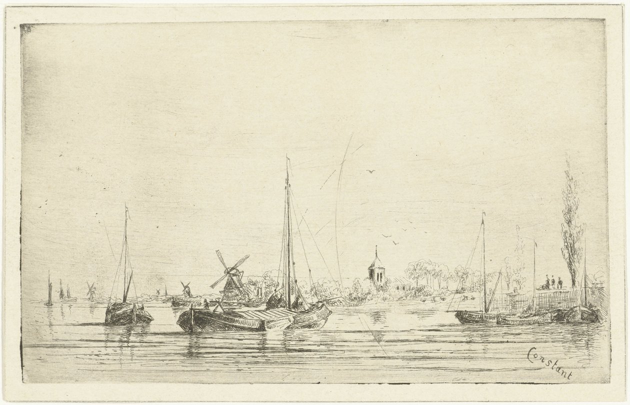 Vista para o rio com torre da igreja de Jan Daniël Cornelis Carel Willem baron de Constant Rebecque