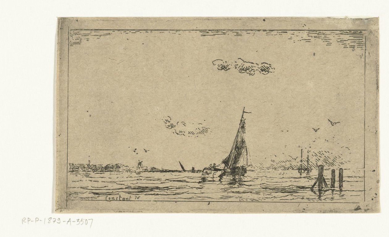 Vista para o rio com veleiro de Jan Daniël Cornelis Carel Willem baron de Constant Rebecque