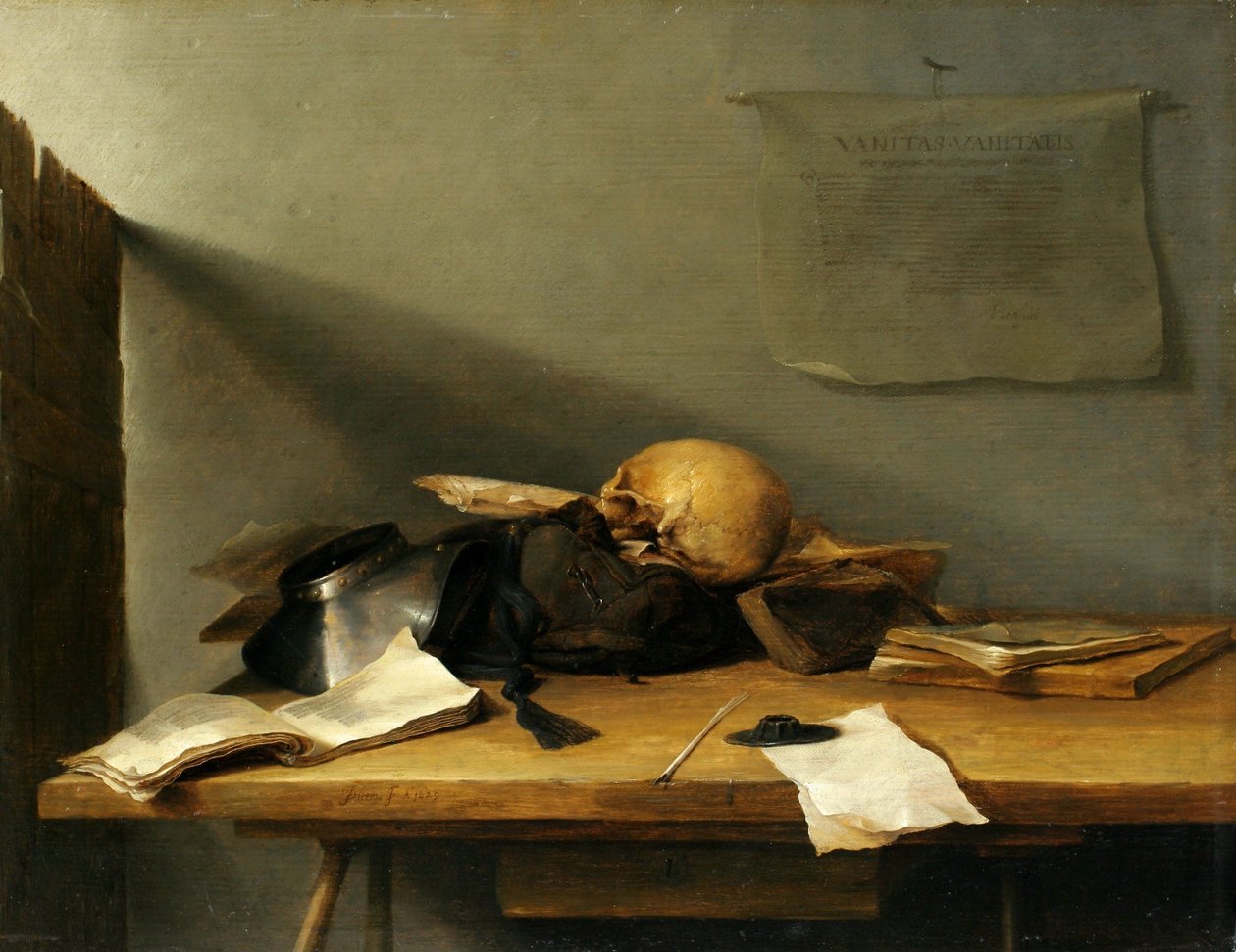 Natureza morta com livros e caveira de Jan Davidsz. de Heem